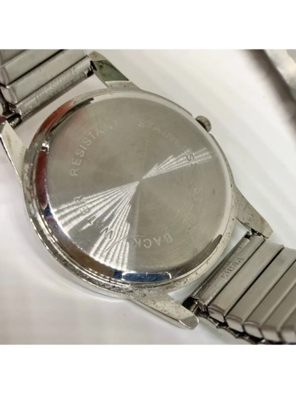 Ltd silver tone black dial quartz analog watch 35mm stretch band 6.5” running